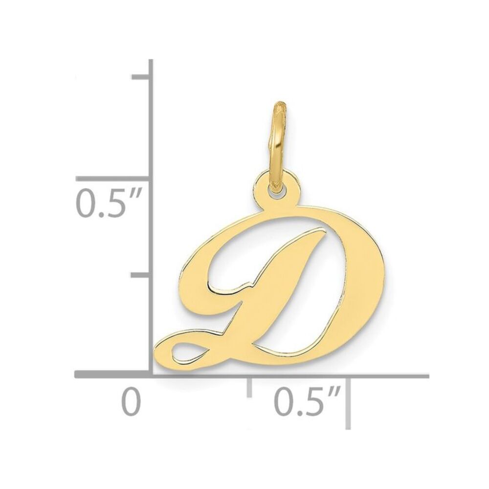 10k Yellow Gold Small Fancy Script Initial D Charm - image 3